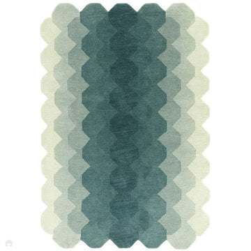 Hive Modern Geometric Hexagonal Ombre Gradient Hand-Woven Wool Low Profile Short Pile Teal Rug-Asiatic Carpets-Rug Love - The Most Loved Rug Store